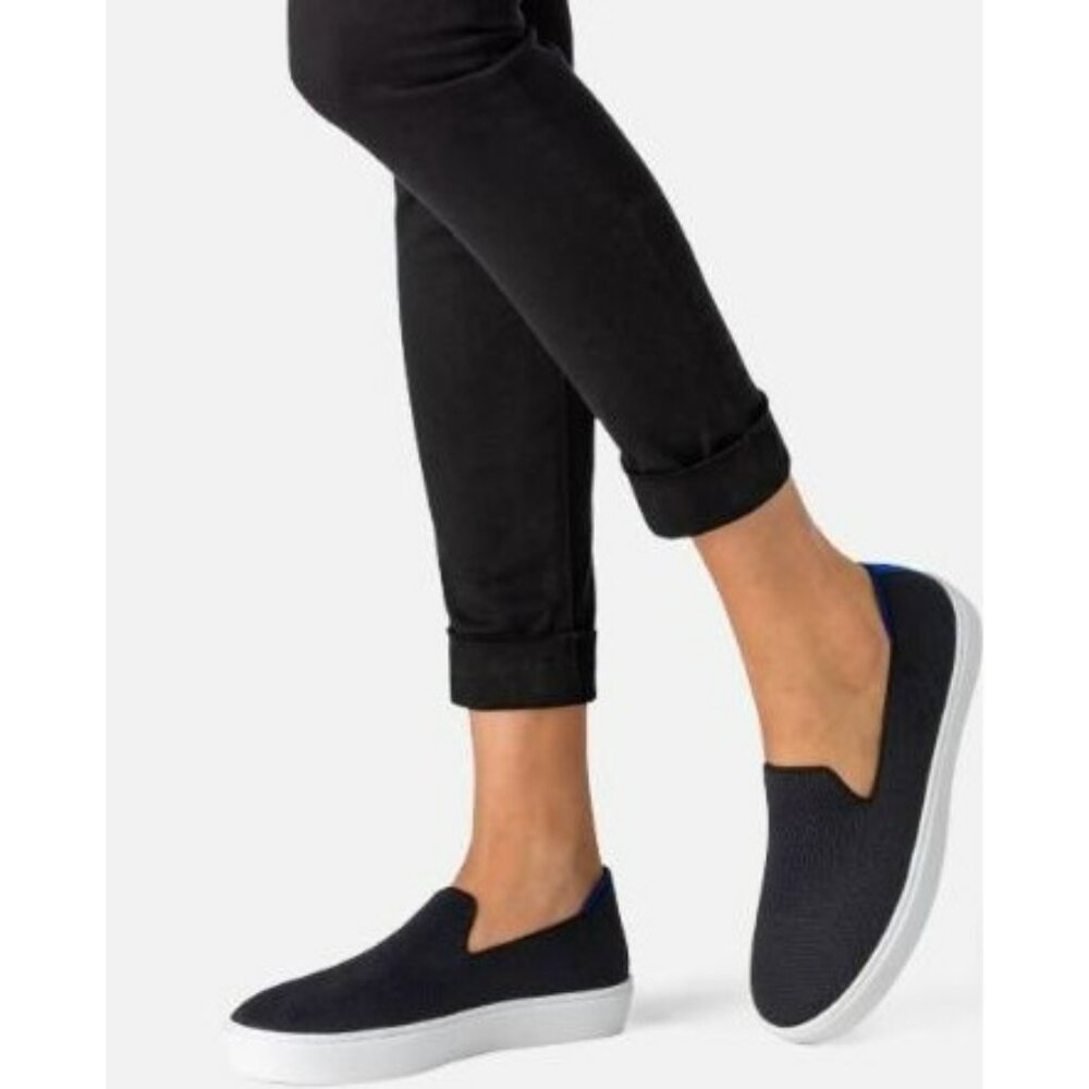 Rothy's‎ Womens Black White Slip-On Sneakers Size 6